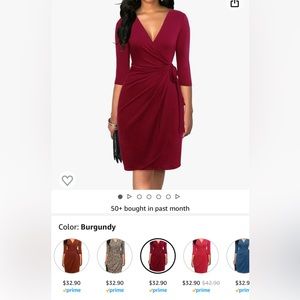 Berydeess. Burgundy Bodycon Dress. Size: Large